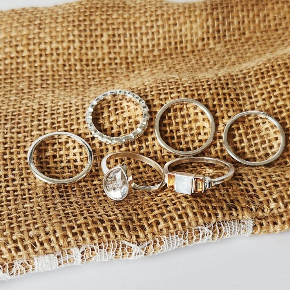 Francesca's Collection Elegant Silver Ring Stacking Set - Picture 6 of 14